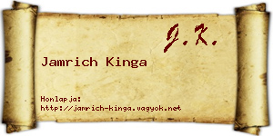 Jamrich Kinga névjegykártya
